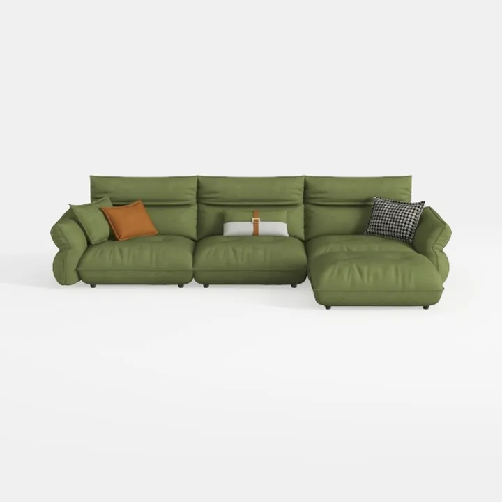 JULYFOX Velvet Button Tufted L Sectional Couch