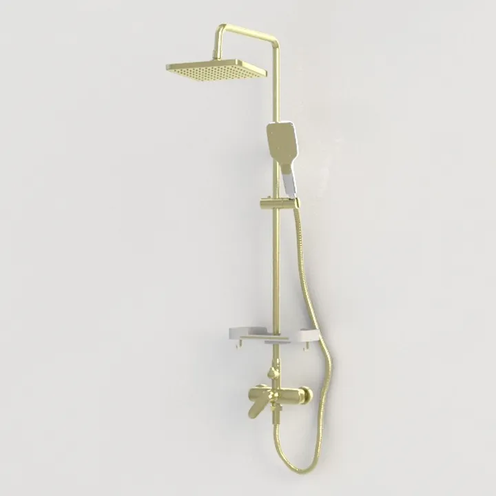 Brushed Gold Shower Combo Set Wall Mounted
