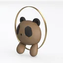Cute Cartoon Panda Wall Decor Sculpture 3D Model Left 45 Degree View