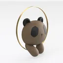 Cute Cartoon Panda Wall Decor Sculpture 3D Model Right 45 Degree View