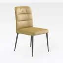 Modern Yellow Fabric Upholstered Metal Leg Dining Chair 3D Model Right 45 Degree View