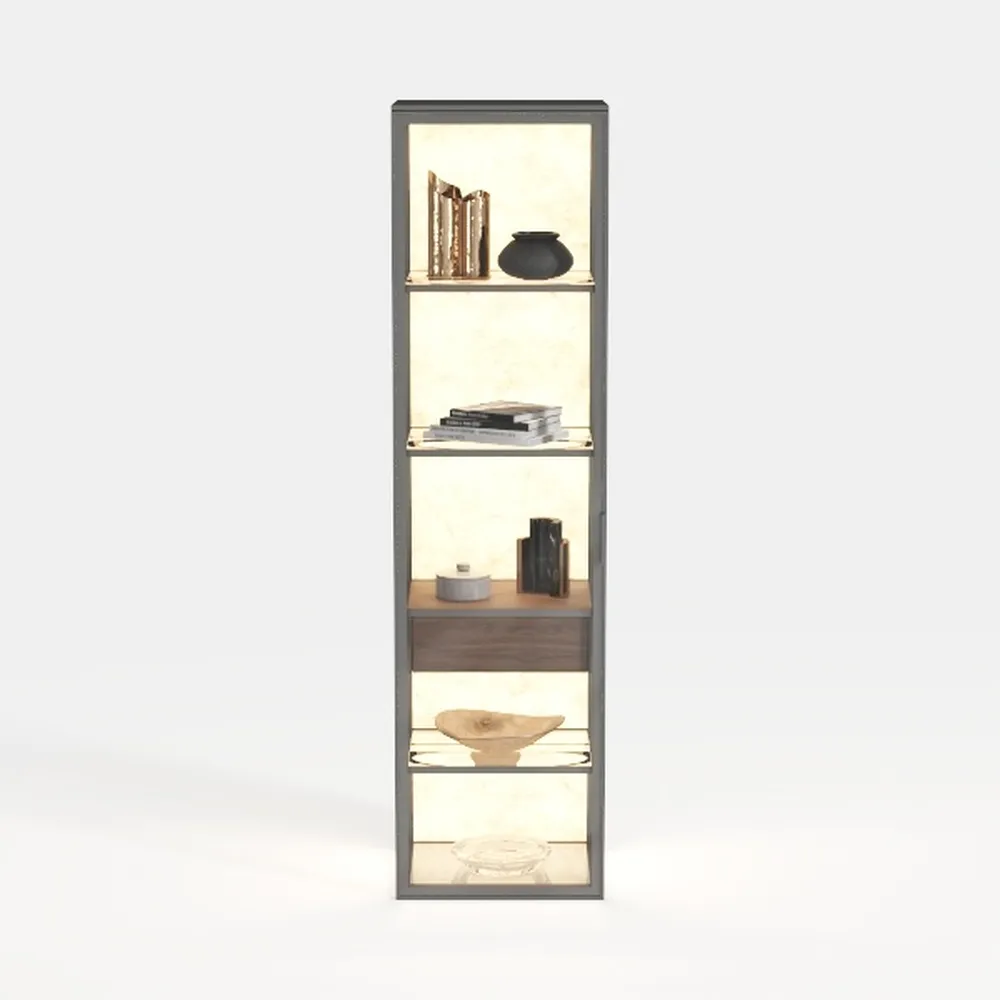 Suchtale Rotating Bookshelf, 4 Tier Metal Spinning