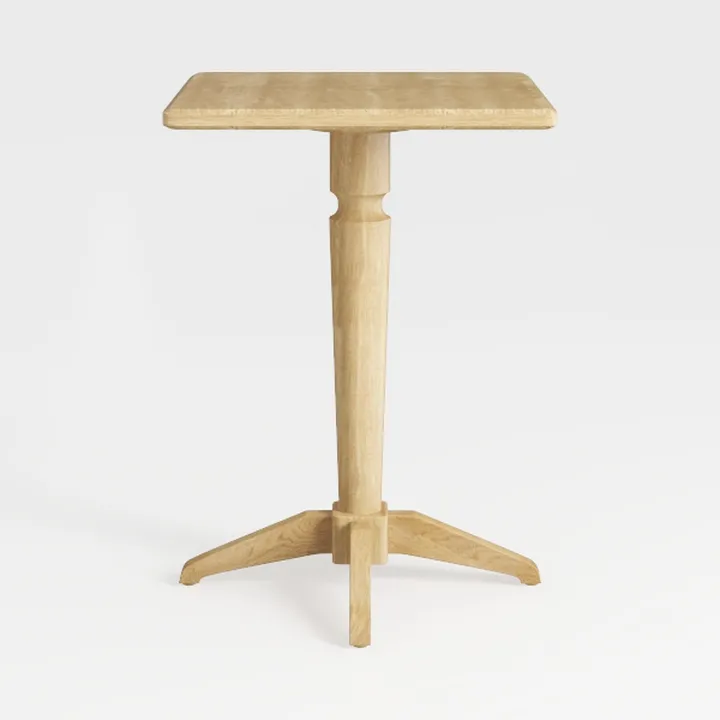Minimalist Solid Oak Square Pedestal Side Table 3D Model
