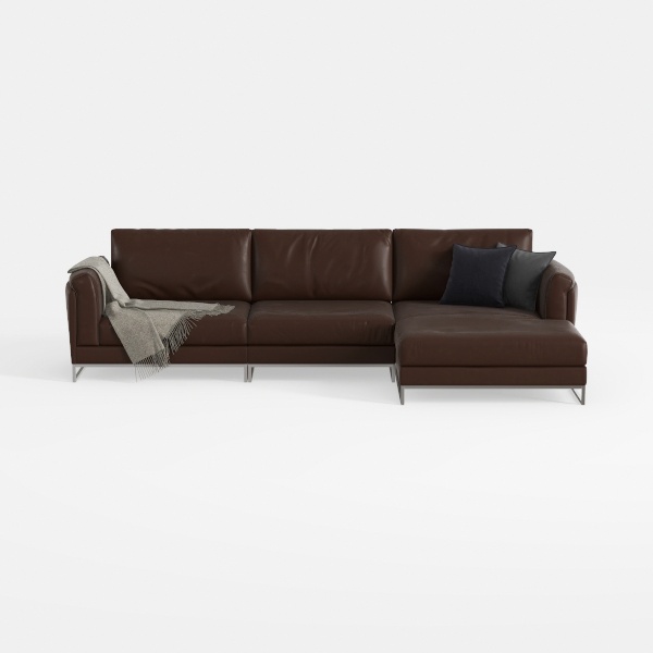 Faux Leather Reversible Sectional Sofa with