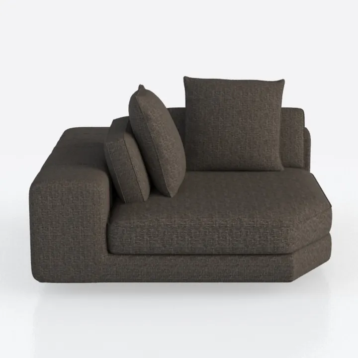 Minimalist Fabric Chaise Lounge Sofa with Throw Pillows 3D Model