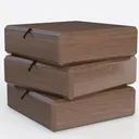 Minimalist Walnut Stacked Drawer Storage Cabinet 3D Model Left 45 Degree View