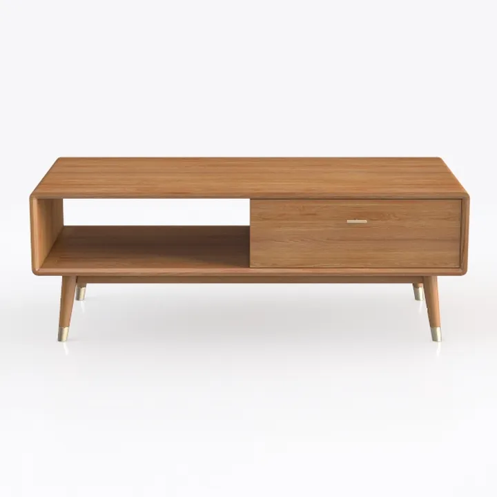 Mid-Century Solid Wood Storage Coffee Table 3D Model