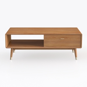 Mid-Century Solid Wood Storage Coffee Table 3D Model