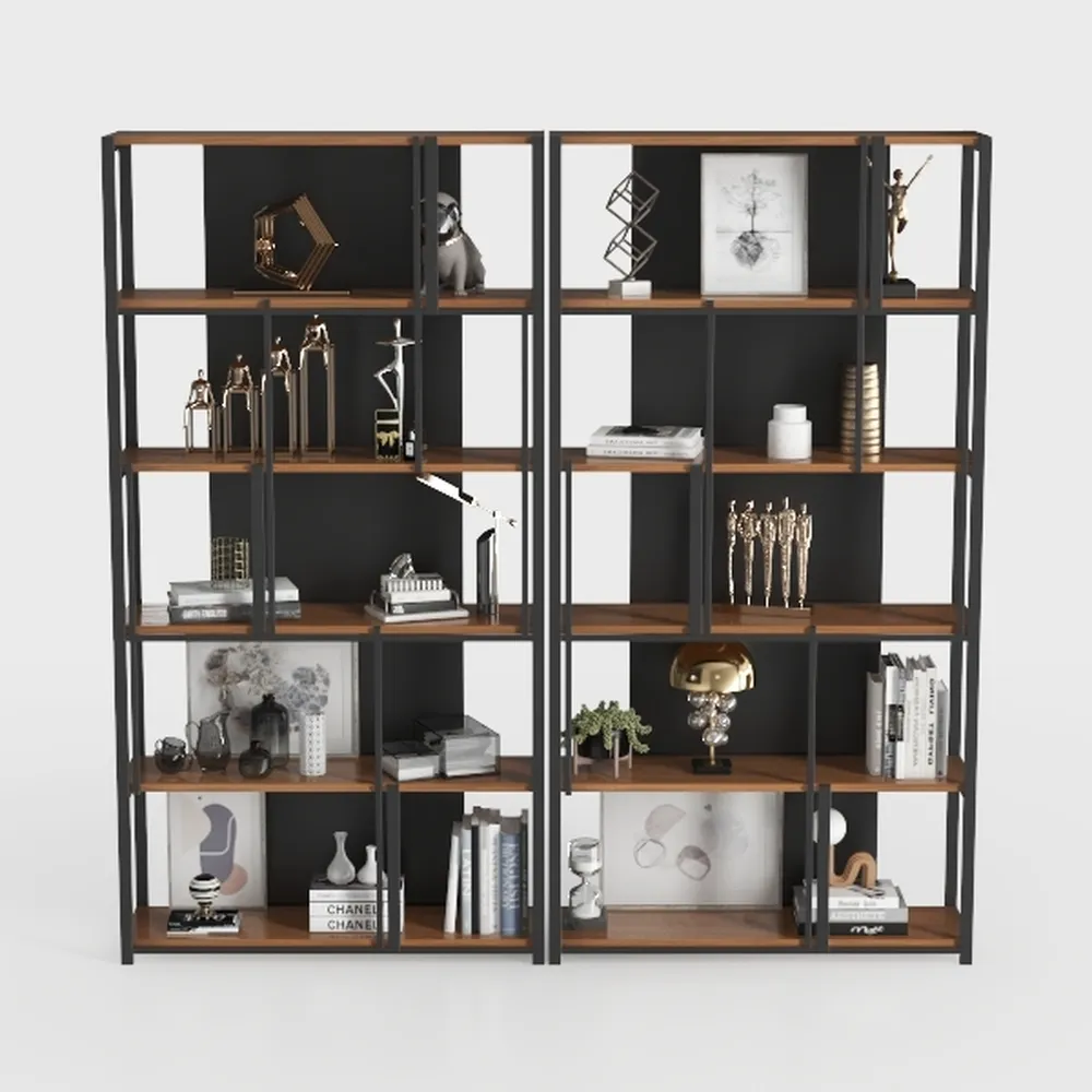 Shintenchi Triple 5 Tier Bookshelf, Industrial
