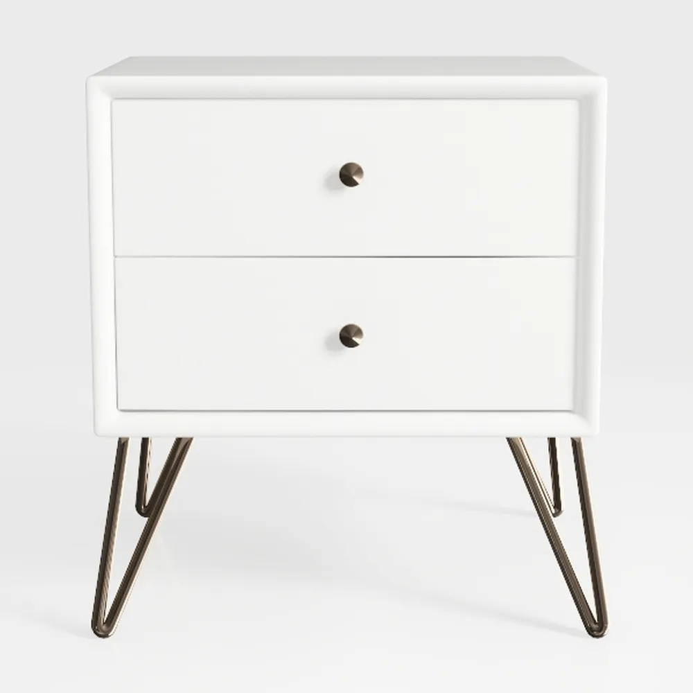 Wooden Rectangular 2-Drawer Nightstand, Side Table