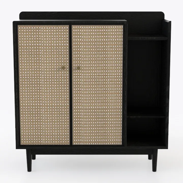 usikey Storage Cabinet with Rattan Doors, Rattan