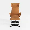 Modern Fabric Leather Swivel Lounge Chair With Ottoman 3D Model Front View