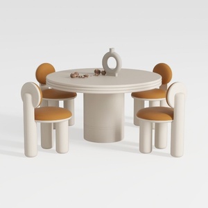 Gales 5-Piece Mid-Century Modern Round Greige MDF 