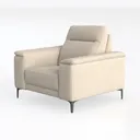 Minimalist Beige Fabric Armchair with Metal Legs 3D Model Left 45 Degree View