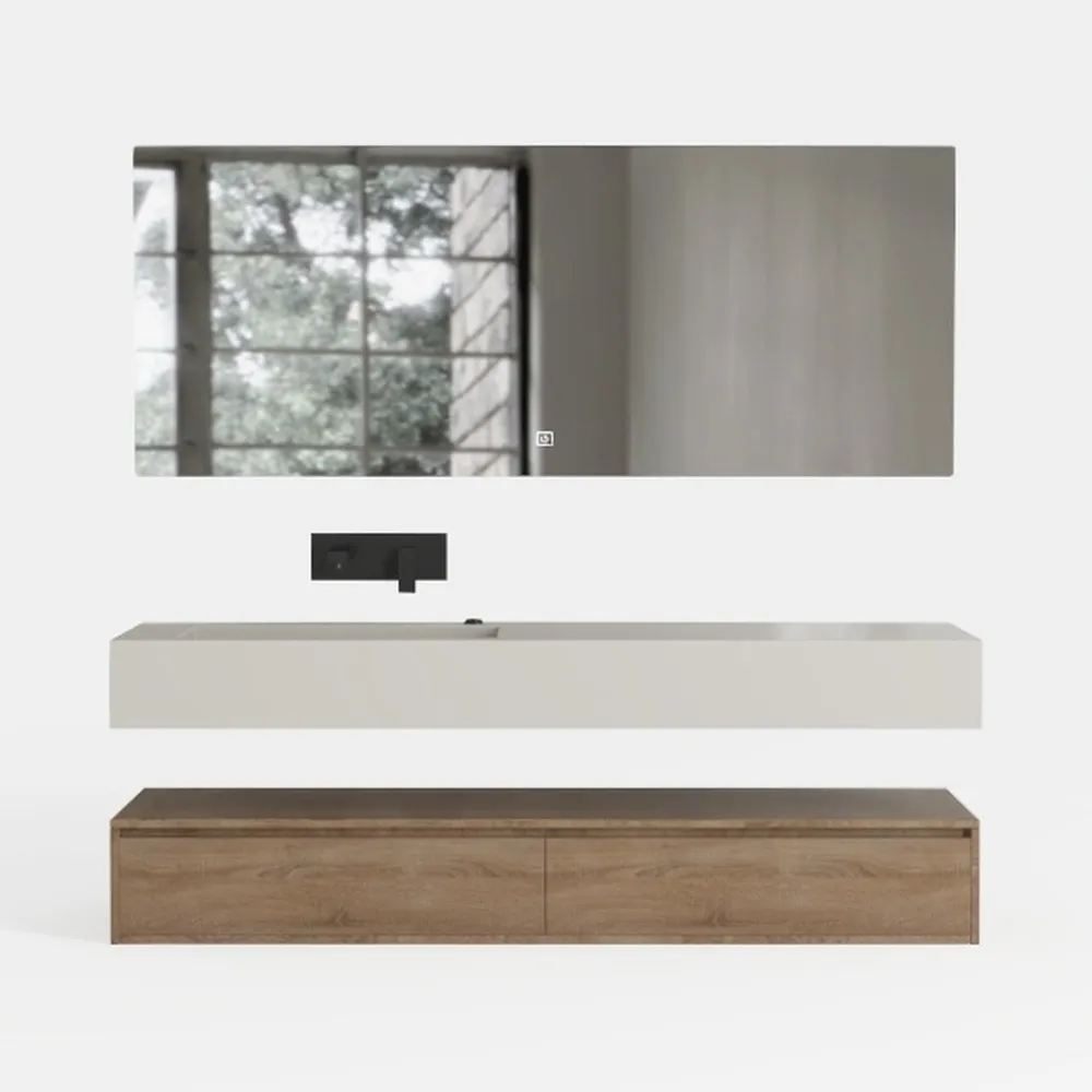 47"x19" Wall-Mounted Stone Resin Rectangular