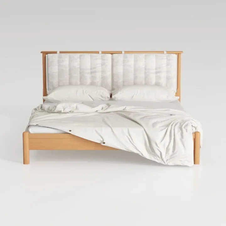 Minimalist Solid Wood Upholstered King Bed 3D Model
