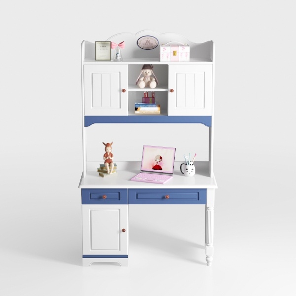 topjia Study Desk with Hutch & Bookshelf & Drawers