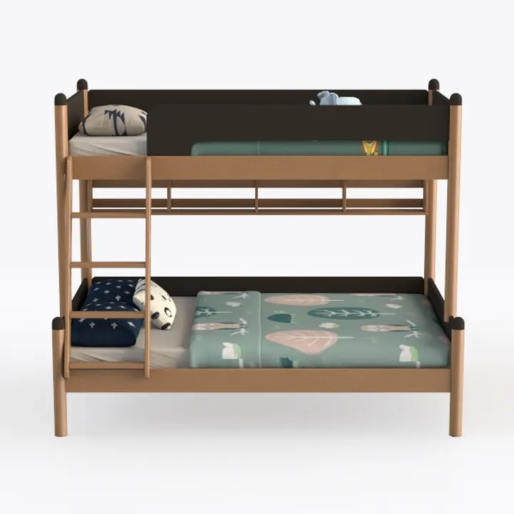Minimalist Solid Wood Kids Bunk Bed 3D Model