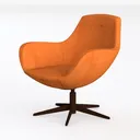 Modern Orange Fabric Upholstered Swivel Armchair 3D Model Left 45 Degree View