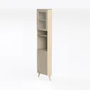 Minimalist Solid Wood Corner Cabinet With Glass Door Display Storage 3D Model Left 45 Degree View