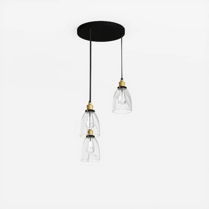 Modern Black Brass Clear Glass Pendant Light 3D Model