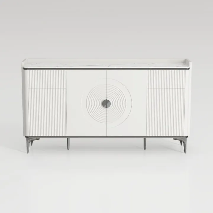 Modern Marble Top White Solid Wood Sideboard Cabinet 3D Model