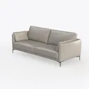 Modern Minimalist Light Gray Leather Sofa With Black Metal Legs 3D Model Left 45 Degree View