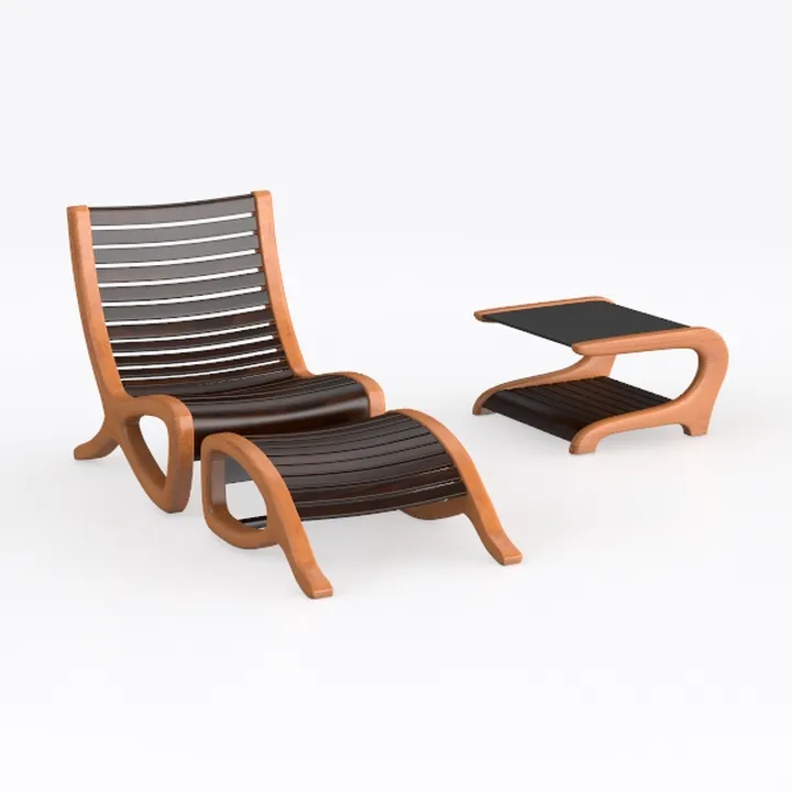 Folding Bamboo Rocking Recliner Chair, 5-Position 