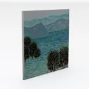 Coastal Lake Mountain Landscape Painting 3D Model Right 45 Degree View