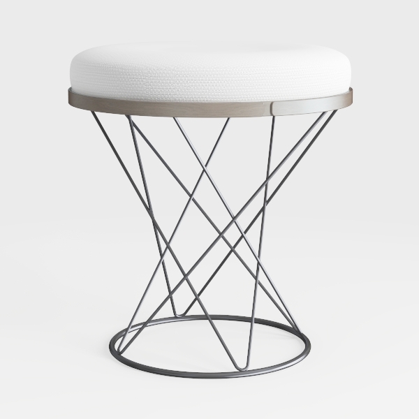 Linon Talulah Cream Sherpa and Silver Vanity and