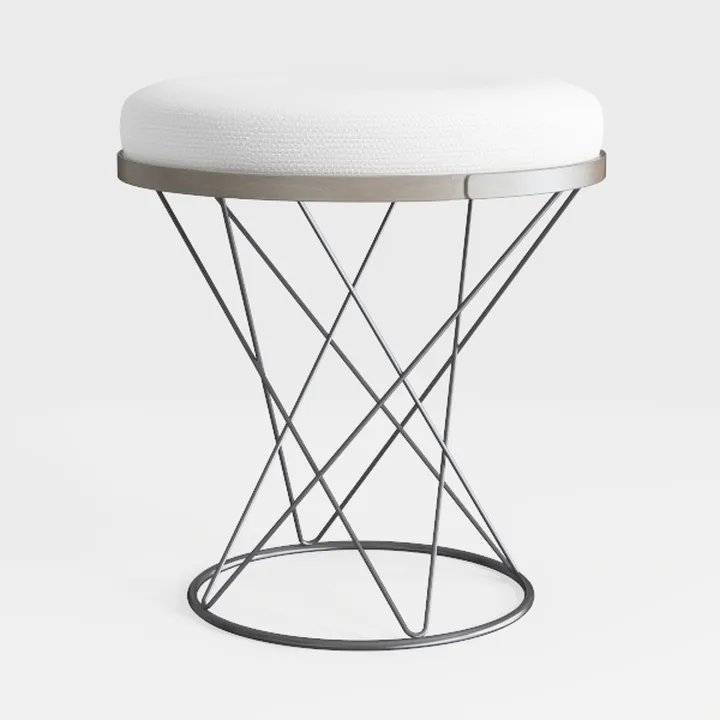 Linon Talulah Cream Sherpa and Silver Vanity and