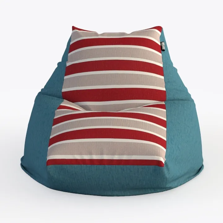 Fabric Striped Teal Bean Bag Chair 3D Model