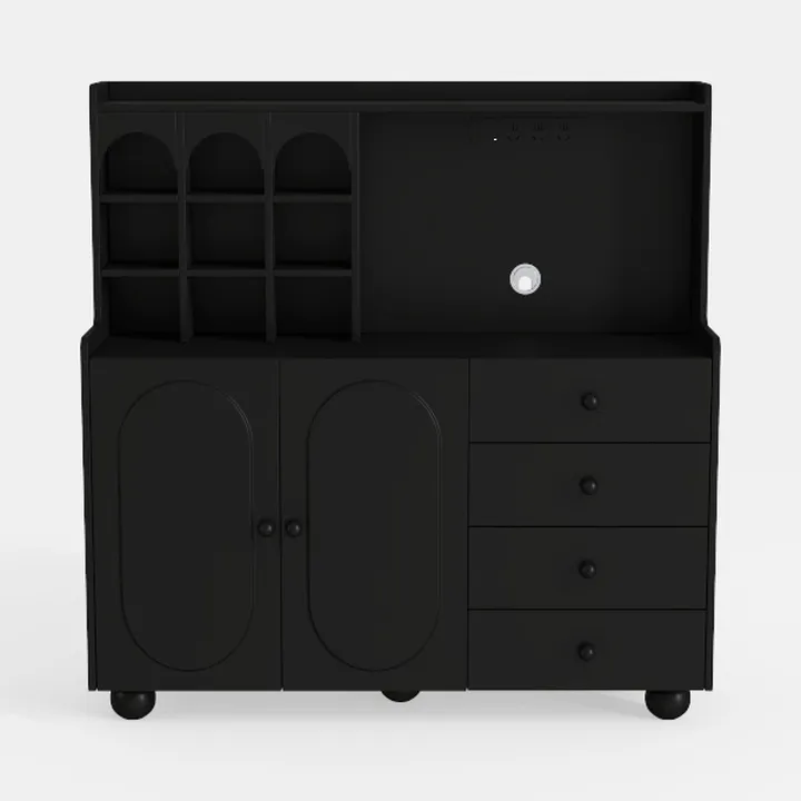 Minimalist Black Solid Wood Multi functional Storage Cabinet 3D Model