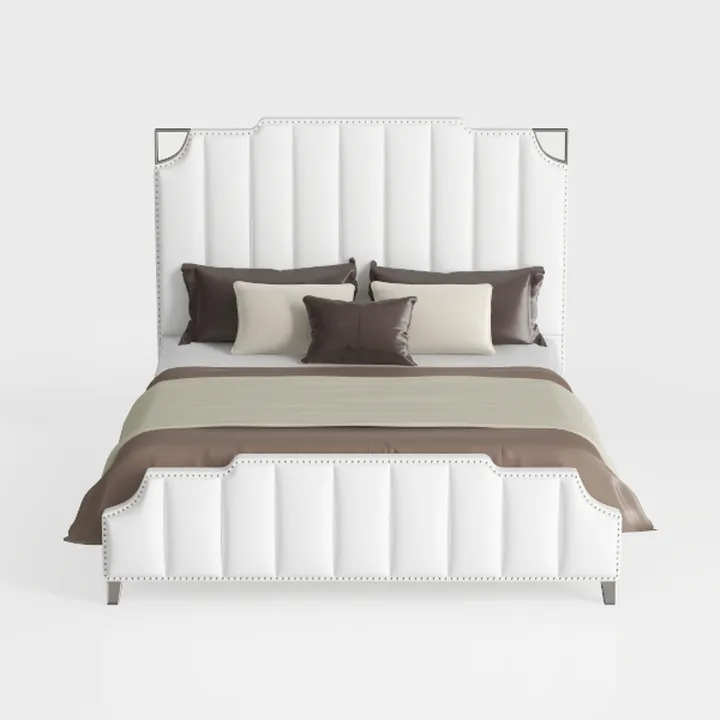 Paris Chic Cal. King Tufted Sleigh Bed - Doeskin/E