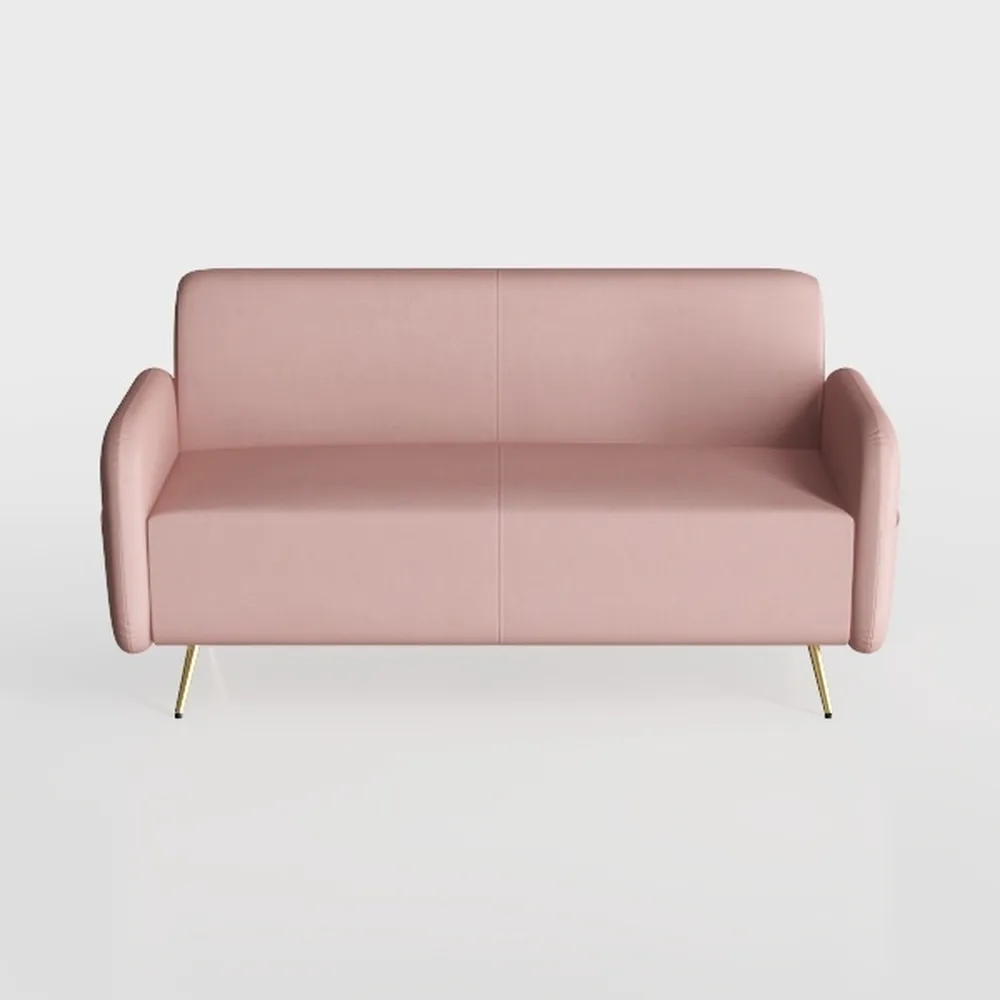 VINGLI 56" Modern Velvet Loveseat,Small Pink Sofa 