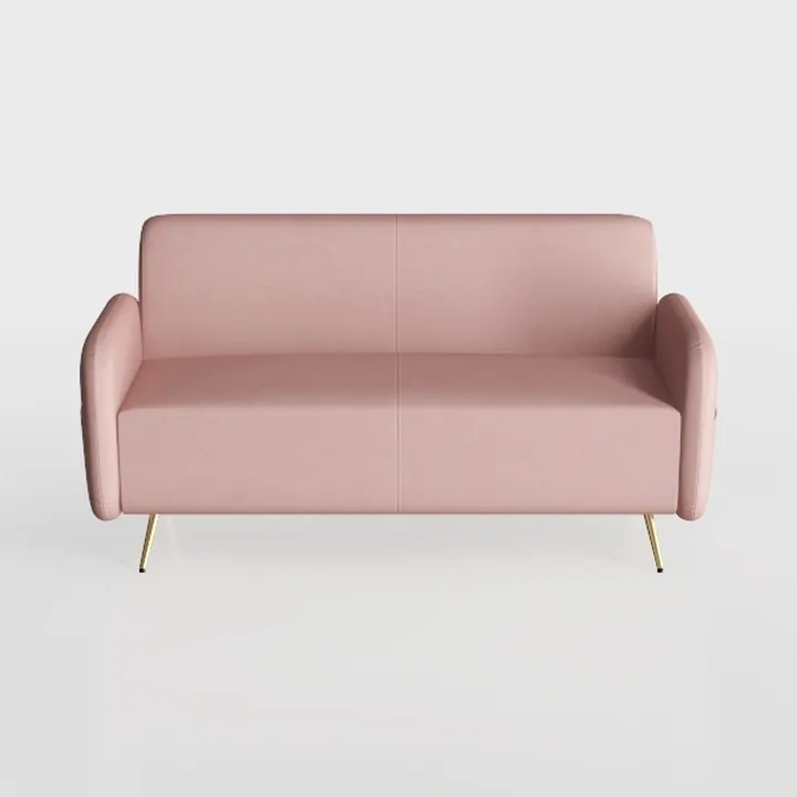 VINGLI 56" Modern Velvet Loveseat,Small Pink Sofa 