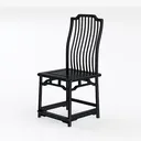 Minimalist Black Solid Wood Dining Chair 3D Model Left 45 Degree View