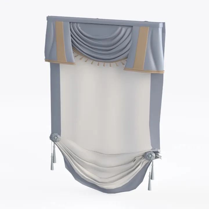 Classic Fabric Luxury Window Curtain Valance 3D Model