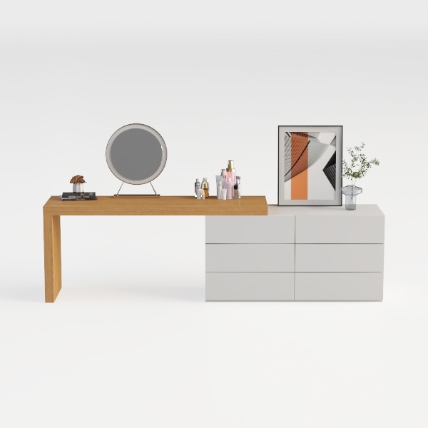 Helotes 63 in. Brown Makeup Vanity Table Make Up D