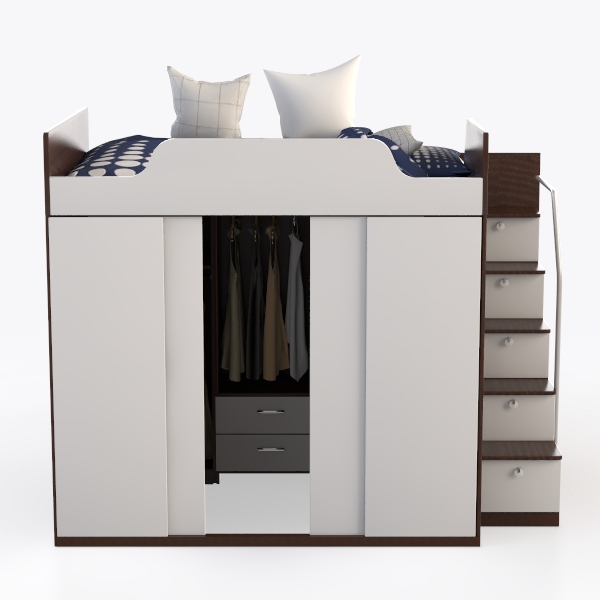 Bellemave Twin Size Loft Bed with Stairs, Wood Lof