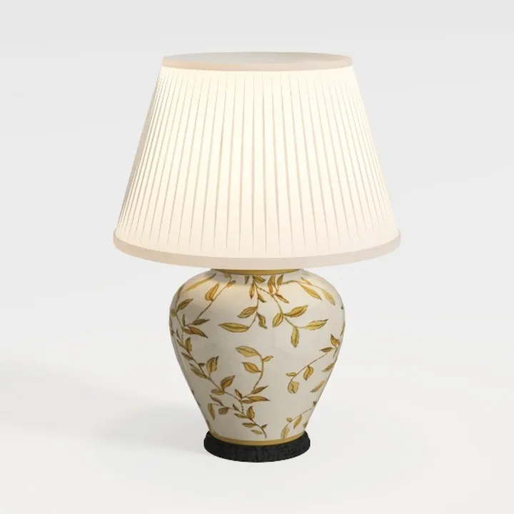 Vintage Gold Leaf Pattern Ceramic Table Lamp 3D Model