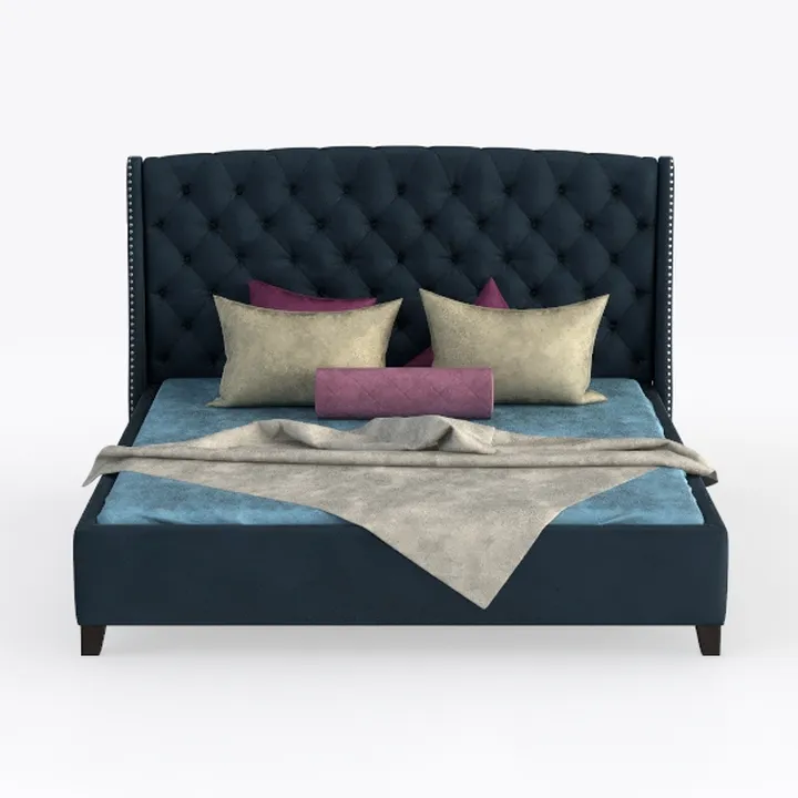 Benjara Agapi California King Bed, Button Tufted, 