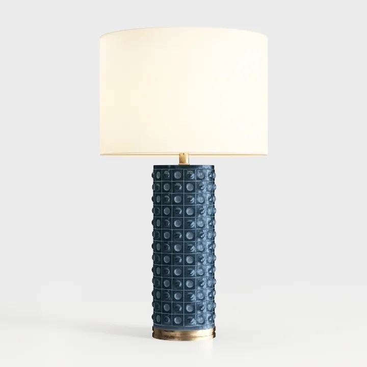 26" Blue Table Lamp Set of 2 with USB A+C Ports & 