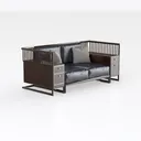 Modern Solid Wood Leather Storage Loveseat Sofa 3D Model Right 45 Degree View