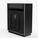 Modern Black Gold Accent Cabinet With Geometric Embossed Details 3D Model Left 45 Degree View