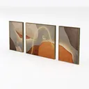 Minimalist Warm Tone Abstract Elk Triptych Wall Art 3D Model Left 45 Degree View
