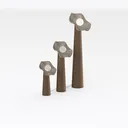 Minimalist Solid Wood Fabric Flower Shape Floor Lamp 3D Model Right 45 Degree View