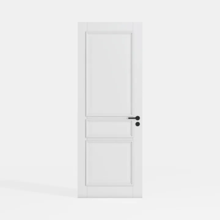 Minimalist White Solid Wood Interior Door 3D Model