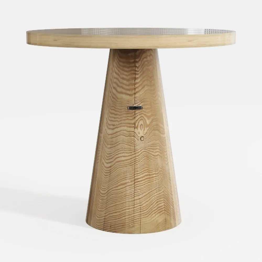 Fluted Round Coffee Table, Walnut Mid Century