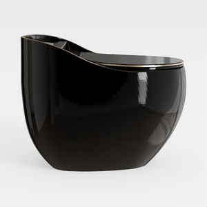 Modern Glossy Black Ceramic Toilet 3D Model